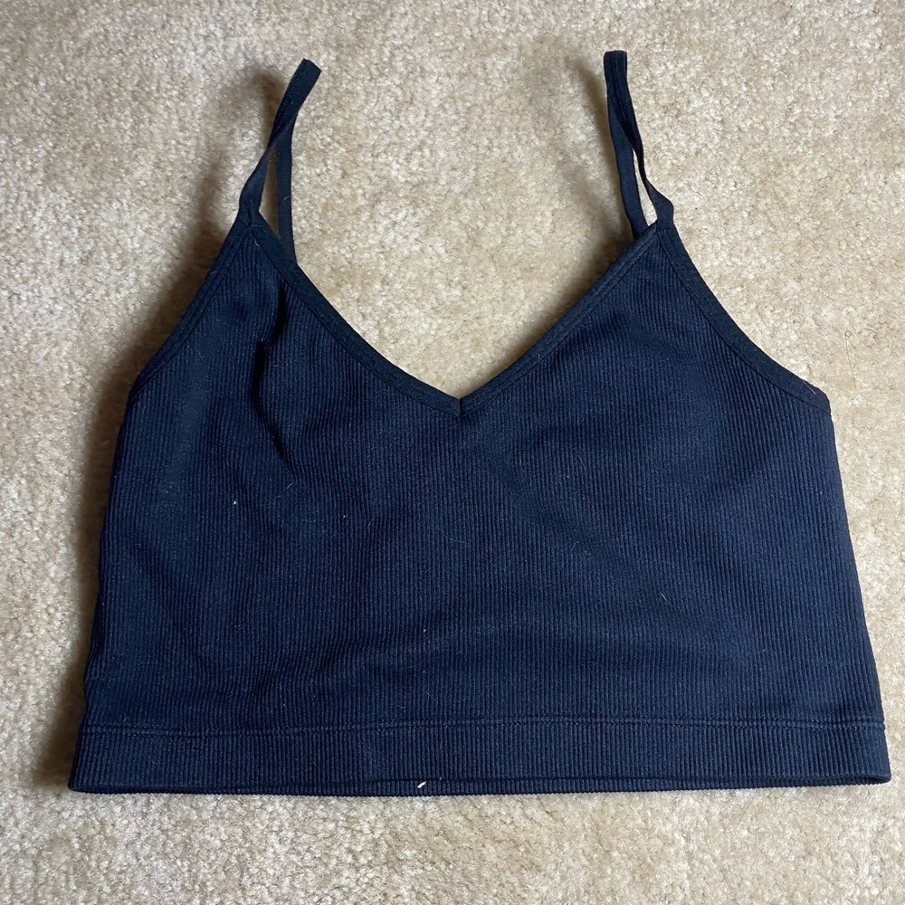 Abercrombie & Fitch black ribbed cropped tank camisole top in size small